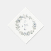 Light Blue Floral Wreath Wedding Napkin Servet (Hoek)