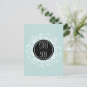 Light Blue Floral Wreator Inspirerend Quote Briefkaart (Staand voorkant)