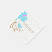 Light Blue Flower And White Damasks Paper Napkins Servet (Hoek)