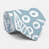 Light Blue Flowers and Leaves Stropdas (Opgerold)