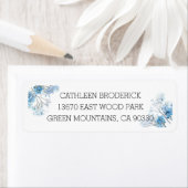 Light Blue Flowers Botanical Floral Wedding Etiket (Insitu)