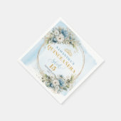 Light Blue Flowers Greenery 15th Birthday Napkins Servet (Hoek)