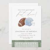 Light Blue Football Helmet First Birthday Kaart (Voorkant / Achterkant)