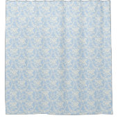 Light Blue French Country Roos Pattern Douchegordijn (Voorkant)