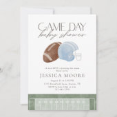 Light Blue Game Day Football Baby Shower Kaart (Voorkant)