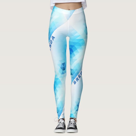 Light Blue Geometric Design Monogram Leggings (Voorkant)