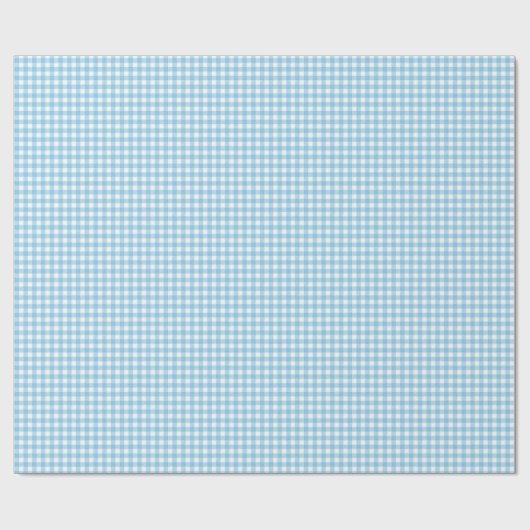 Light Blue Gingham Check Shower Birthday Cadeaupapier (Vlak)