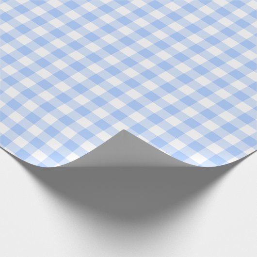 Light Blue Gingham Checktern Cadeaupapier (Hoek)