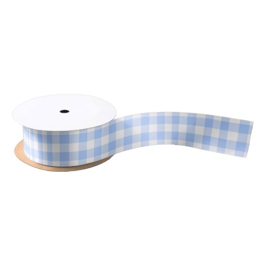 Light Blue Gingham Checktern Satijnen Lint (Spoel)