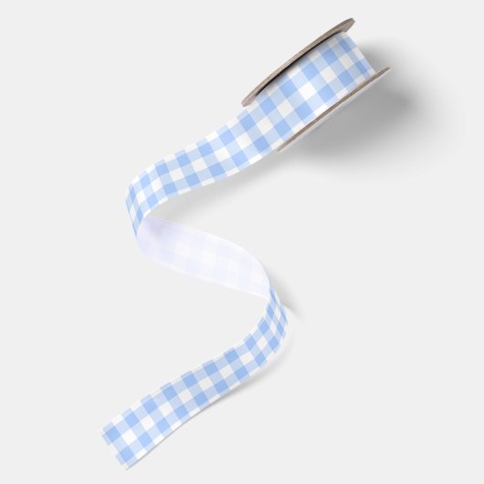 Light Blue Gingham Checktern Satijnen Lint (Achterkant)