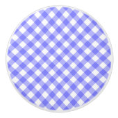 Light Blue Gingham Keramische Knop (Voorkant)