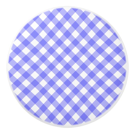 Light Blue Gingham Keramische Knop (Voorkant)