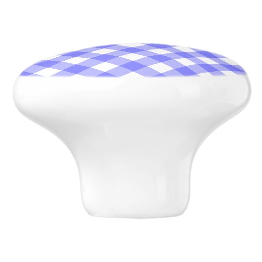 Light Blue Gingham Keramische Knop (Zijkant)