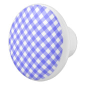 Light Blue Gingham Keramische Knop (Rechts)