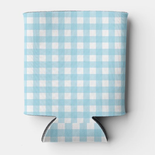 Light Blue Gingham Pastel Pattern Blikjeskoeler (Voorkant)