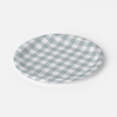 Light Blue Gingham Patroon Papieren Bordje (Gekanteld)