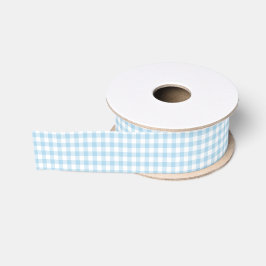 Light Blue Gingham Pattern Ribbon Grosgrain Lint