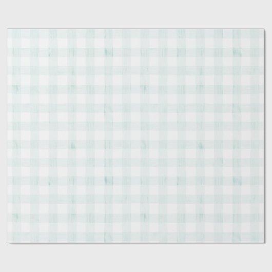 Light Blue Gingham-Waterverf Cadeaupapier (Vlak)