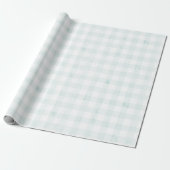 Light Blue Gingham-Waterverf Cadeaupapier (Uitgerold)