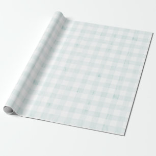 Light Blue Gingham-Waterverf Cadeaupapier