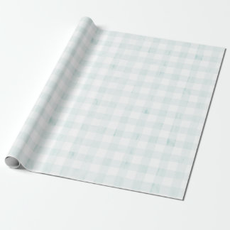 Light Blue Gingham-Waterverf Cadeaupapier