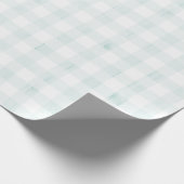 Light Blue Gingham-Waterverf Cadeaupapier (Hoek)
