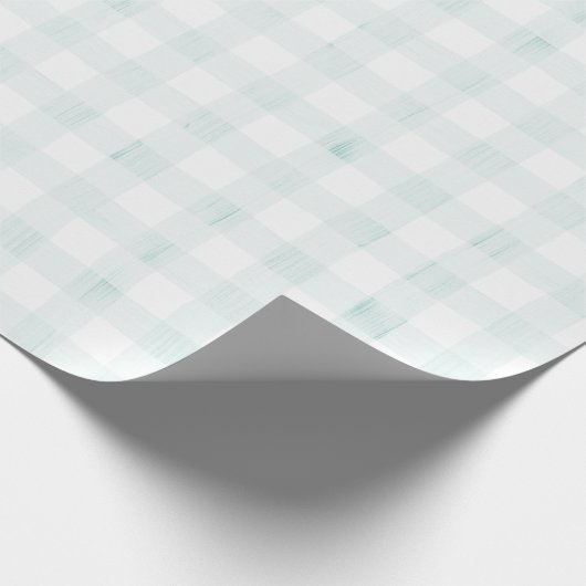 Light Blue Gingham-Waterverf Cadeaupapier (Hoek)