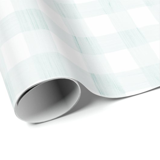 Light Blue Gingham-Waterverf Cadeaupapier (Rol Hoek)