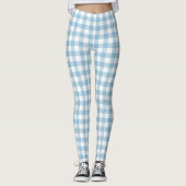 Light Blue Gingham Women Leggings (Voorkant)