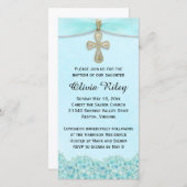 Light Blue Girls Baptism Christening Uitnodiging (Voorkant / Achterkant)