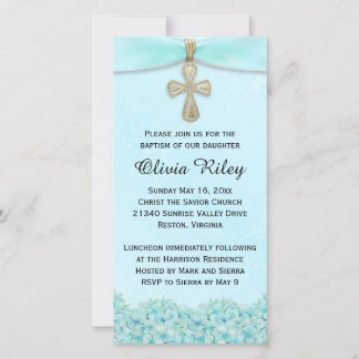 Light Blue Girls Baptism Christening Uitnodiging