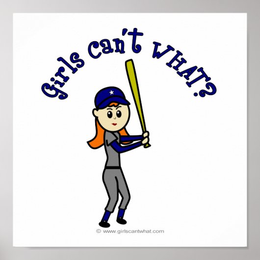 Light Blue Girls Softball Poster (Voorkant)