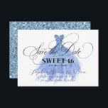 Light Blue Glitter Chic Dress Sweet 16 Birthday Save The Date<br><div class="desc">Light Blue Glitter Chic Dress Sweet 16 Birthday Save the Date</div>
