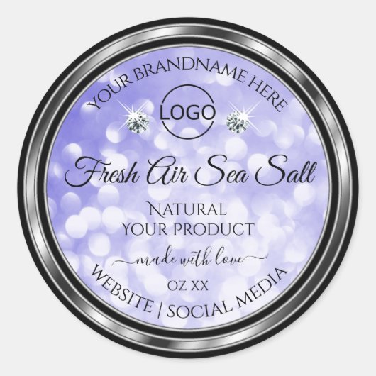 Light Blue Glitter Product Labels Diamonds Logo (Voorkant)