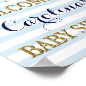 Light Blue Gold Boy Baby Sprinkle Welcome Sign Poster (Hoek)