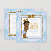 Light Blue Gold Crown Prince Baby shower Etnische Kaart (Voorkant / Achterkant)