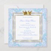 Light Blue Gold Crown Prince Baby shower Etnische Kaart (Achterkant)