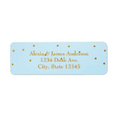 Light Blue & Gold Foil Invitation Adresetiketten Etiket (Voorkant)