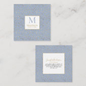Light Blue Gold Raindrop Modern Trendy Monogram Vierkante Visitekaartje (Voorkant / Achterkant)