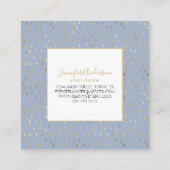 Light Blue Gold Raindrop Modern Trendy Monogram Vierkante Visitekaartje (Achterkant)