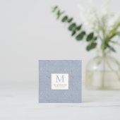 Light Blue Gold Raindrop Modern Trendy Monogram Vierkante Visitekaartje (Staand voorkant)