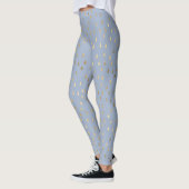 Light Blue Gold Raindrop Modern Trendy Yoga Leggings (Links)