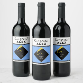 Light Blue Graduation Party Wijn Etiket