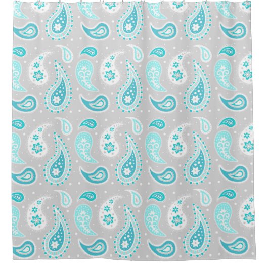 Light Blue Gray Paisley Pattern Shower Curtain Douchegordijn (Voorkant)