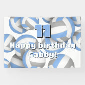 light blue gray volleyballs kids birthday party spandoek (Horizontaal)