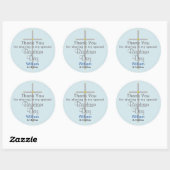 Light Blue Grey Baptism Son Bedankt Ronde Sticker (Vel)