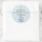 Light Blue Grey Baptism Son Bedankt Ronde Sticker (Tas)
