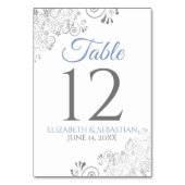 Light Blue & Grey Elegant Filigree Wedding Kaart (Achterkant)