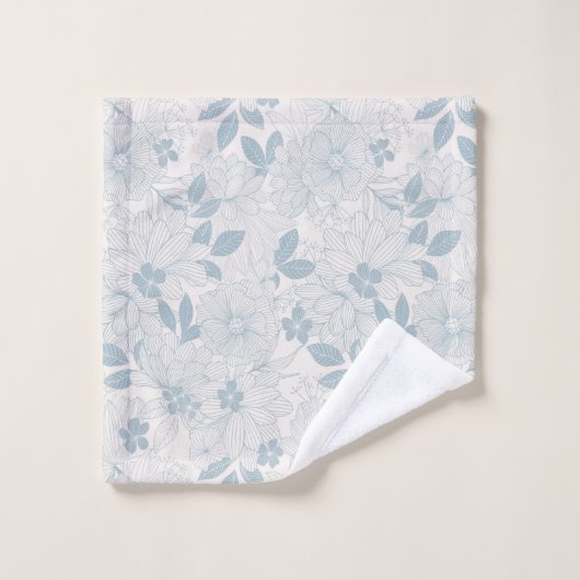 Light Blue-Grey  Flowers Pattern Bad Handdoek (Wasdoekje)