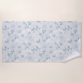 Light Blue-Grey  Flowers Pattern Strandlaken (Voorkant)